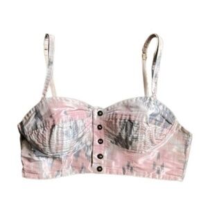 All Saints bustier crop top tank satin pink